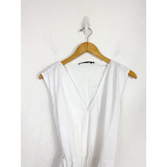 Jenni Kayne Sleeveless Kate Midi Dress Medium White Cotton Poplin Lined Belted - Picture 4 of 13